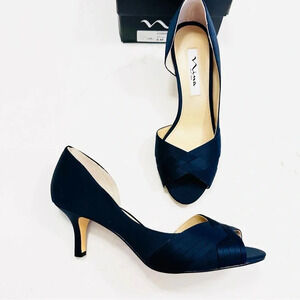 Nina Contesa Heels | New Navy Luster Satin | 8